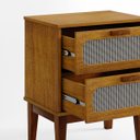 Ver imagem 4 de Mesa de Cabeceira Retro 2 Gavetas Moderna Alto Padrão c/Telinha Vintage Santorini 45cm Nature Fosco