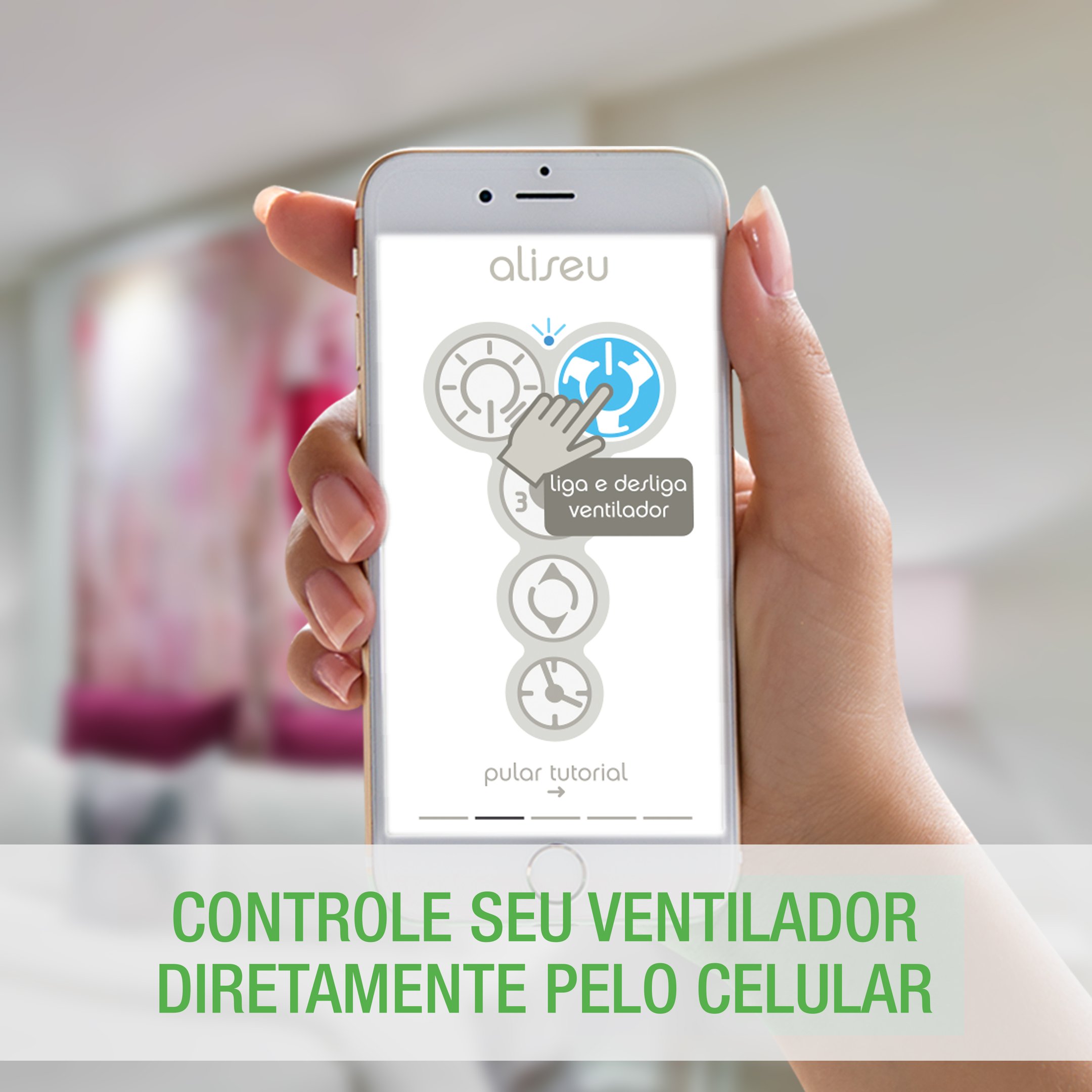 VENTILADOR DE TETO ALISEU VIME COM BLUETOOTH, CONTROLE REMOTO E PAREDE E 127V - Branco - 5