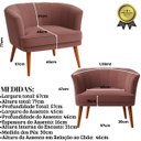 Ver imagem 2 de Poltrona Decorativa para Recepção Pés de Madeira Natural Tecido Veludo Premium Suporta 120kg