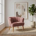 Ver imagem 1 de Poltrona Decorativa para Recepção Pés de Madeira Natural Tecido Veludo Premium Suporta 120kg