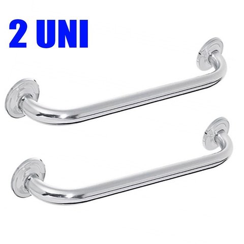 Alça de Apoio Banheiro Inox Barra 40cm Cadeirante Idoso Deficiente Acessibilidade Kit 2 unidades