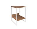 Ver imagem 2 de Mesa de Cabeceira Cama Lateral para Quarto Base Ferro Branco Tampo Amêndoa