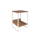 Ver imagem 2 de Mesa Cabeceira Industrial Tókio Base Ferro Branco Tampo Amêndoa