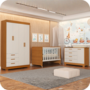 Ver imagem 1 de Quarto de Bebê Guarda Roupa Zaki + Cômoda Infantil 1 Porta e 4 Gavetas Areia Savana