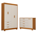 Ver imagem 2 de Quarto de Bebê Guarda Roupa Zaki + Cômoda Infantil 1 Porta e 4 Gavetas Areia Savana