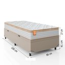 Ver imagem 4 de Cama Box Baú Solteiro Colchão Molas Ensacadas Real 88x188x68cm Branco / Bege - Suporta até 130Kg
