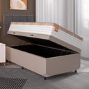 Ver imagem 2 de Cama Box Baú Solteiro Colchão Molas Ensacadas Real 88x188x68cm Branco / Bege - Suporta até 130Kg