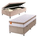 Ver imagem 2 de Cama Box Baú Solteiro Colchão Molas Ensacadas Real 88x188x68cm Branco / Bege - Suporta até 130kg