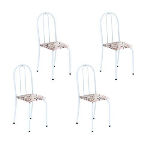 Kit 4 Cadeiras Tubular 89x37x42 cm Ane B Branco/Arabesco