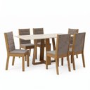 Ver imagem 2 de Conjunto Sala de Jantar Mesa Lisa 160cm Tampo MDF Canto Reto 6 Cadeiras Evelin