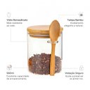 Ver imagem 2 de Porta Tempero Vidro Colher 550ml Borossilicato Tampa Bambu