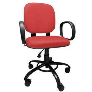 Cadeira de Escritório Giratória Reforçada 200 Kg para Obeso Po com Regulagem Altura Tecido Vermelha
