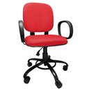 Ver imagem 1 de Cadeira de Escritório Giratória Reforçada 200 Kg Po com Regulagem Altura Tecido Vermelha