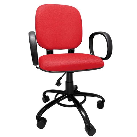 Cadeira de Escritório Giratória Reforçada 200 Kg Po com Regulagem Altura Tecido Vermelha