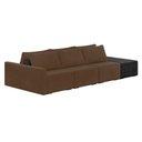 Ver imagem 1 de Sofá Ilha 3 Lugares Living 312cm Modulado Sala Lary Veludo Marrom/pu Pto K01 - D'Rossi