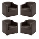 Ver imagem 1 de Kit 4 Poltronas Decorativas Para Recepção Courino Marrom