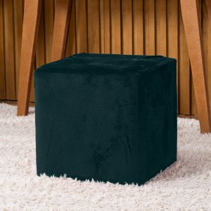 Capa de Puff Quadrado Avulsa Lisa Ajustável com Elástico - Tecido Veludo Suede Decoração Banquinho L