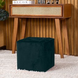 Capa de Puff Quadrado Avulsa Lisa Ajustável com Elástico - Tecido Veludo Suede Decoração Banquinho L - 2