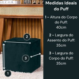 Capa de Puff Quadrado Avulsa Lisa Ajustável com Elástico - Tecido Veludo Suede Decoração Banquinho L - 4