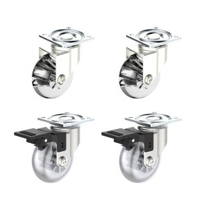 Rodízio Transparente Giratório 50mm com Travas com 4 Unidades - Soprano