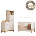 Ver imagem 4 de Berço Mini Cama Fantasia e Roupeiro com Cômoda Qencanto Slim Freijó Branco Acetinado Qmovi + Colchão