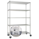 Ver imagem 1 de Estante Aço Cromado 5 Prateleiras Rack Aramado com Rodas Cor Prateado
