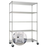Estante Aço Cromado 5 Prateleiras Rack Aramado com Rodas Cor Prateado - 1