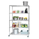 Ver imagem 2 de Estante Aço Cromado 5 Prateleiras Rack Aramado com Rodas Cor Prateado