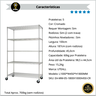 Estante Aço Cromado 5 Prateleiras Rack Aramado com Rodas Cor Prateado - 5