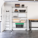 Ver imagem 7 de Estante Aço Cromado 5 Prateleiras Rack Aramado com Rodas Cor Prateado