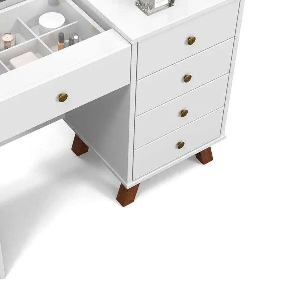 Ver imagem 3 de Penteadeira Camarim Led, 4 Gavetas 1 Porta Joias e Maquiagem Luna Branco - Luapa Moveis