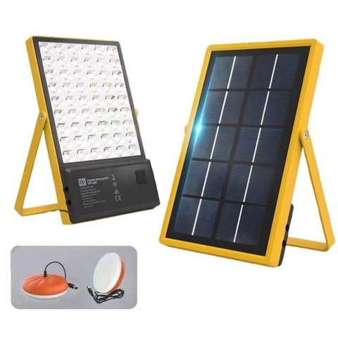 Lampada Solar Portátil Refletor Carrega Celular 54 Leds 28w com 2 Lâmpadas Bulbo Led pra Trilha Acam