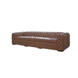Sofá Decorativo Sala de Estar 4 Lugares 280cm Duquesa Couro Conhaque - Mozzelar - 4