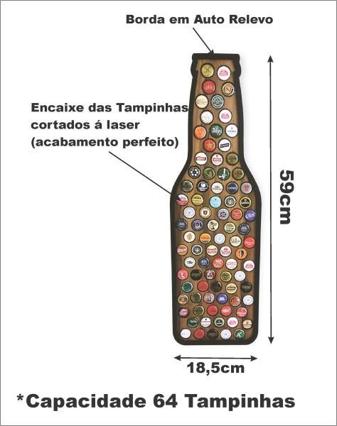 Porta Tampinhas Tampas Cerveja Garrafa - Linha Decoratto - 64 - Grátis Abridor - 3