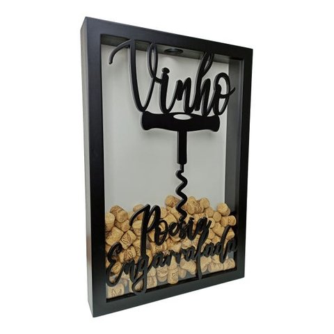 Quadro Porta Rolhas - Poesia Engarrafada - 150 Rolhas 28 x 41