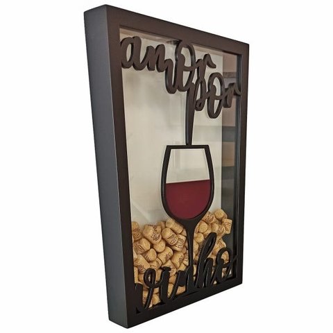 Quadro Porta Rolhas - Amor Por Vinho - 150 Rolhas 28 x 41