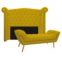 Ver imagem 1 de Kit Cabeceira 160 cm Suede + Calçadeira Madrid Amarelo