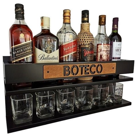 Bar Barzinho de Parede Decoração - Boteco - 60x26 Preto Fosco