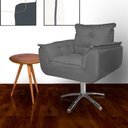 Ver imagem 3 de Kit 2 Poltronas Decorativa Clínica Com Base Giratória de Metal Opala Suede Cinza - LM DECOR
