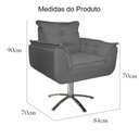 Ver imagem 5 de Kit 2 Poltronas Decorativa Clínica Com Base Giratória de Metal Opala Suede Cinza - LM DECOR