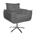 Ver imagem 1 de Kit 2 Poltronas Decorativa Clínica Com Base Giratória de Metal Opala Suede Cinza - LM DECOR