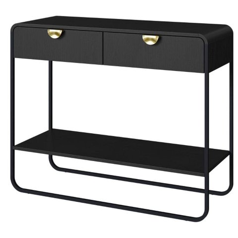 Aparador Luna Orgânico 2 Gavetas MDP Nero 100cm Preto Artesano Móveis