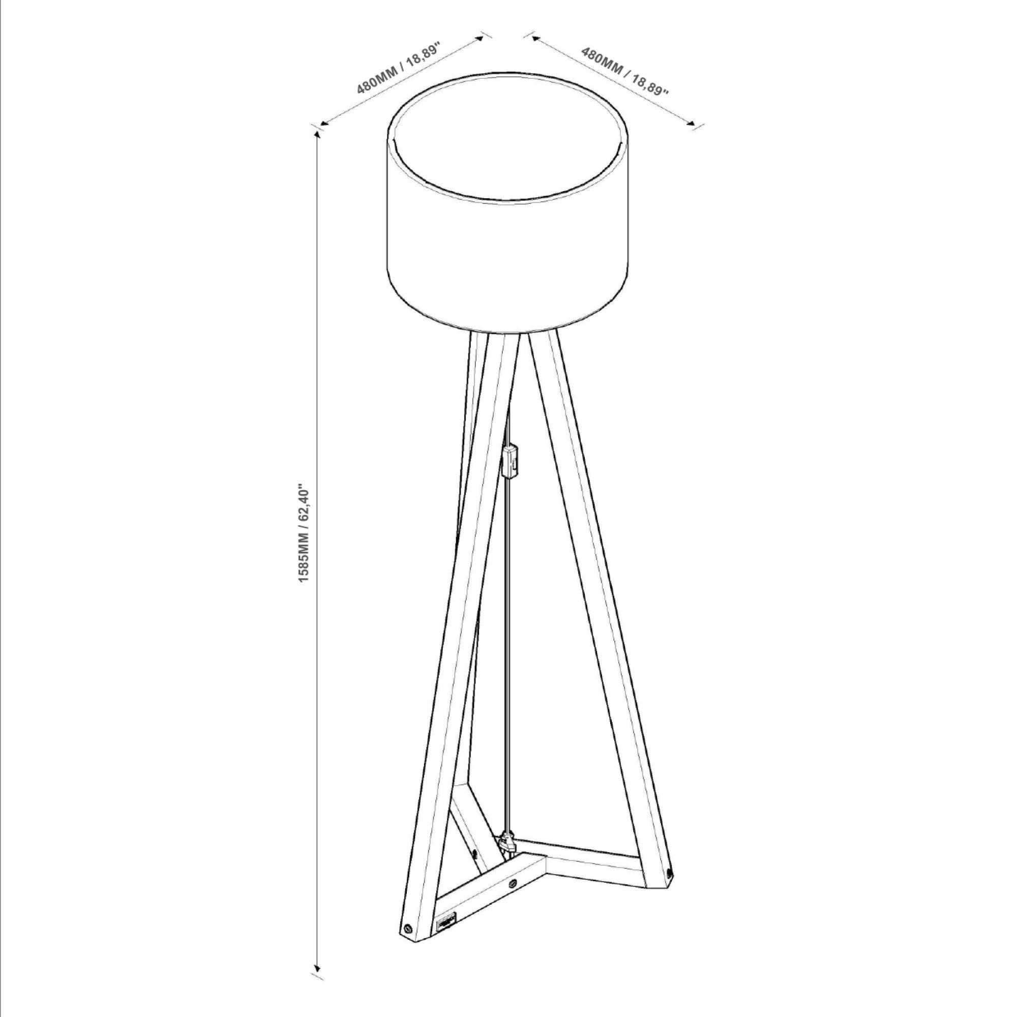 Luminária Tripé Moderna Cúpula Linho Classic Pés Madeira Abajur  Quarto Sala Premium Cor Off White - 6