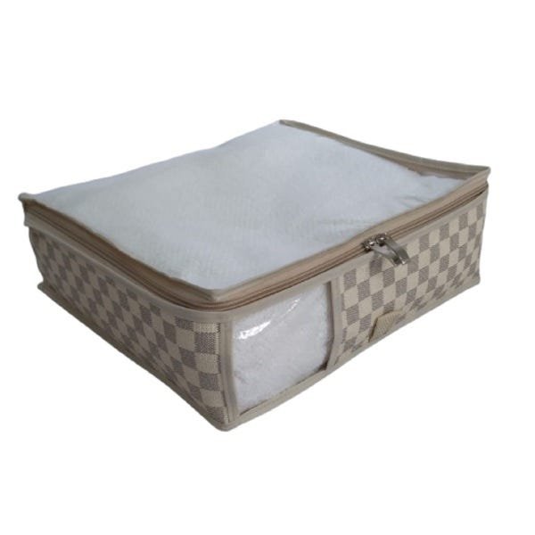 Porta Toalha organizador sintético prático Xadrez Bege P - 1