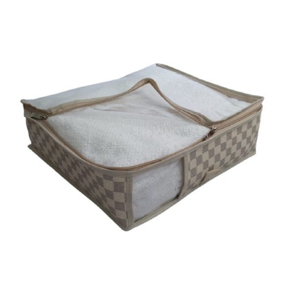 Porta Toalha organizador sintético prático Xadrez Bege P - 2