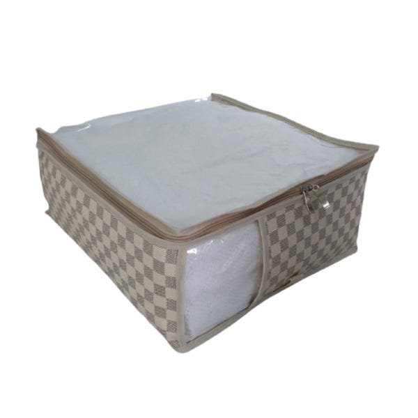 Porta Toalha organizador sintético prático Xadrez Bege M - 1