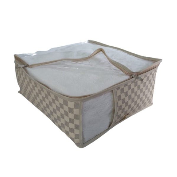 Porta Toalha organizador sintético prático Xadrez Bege M - 2