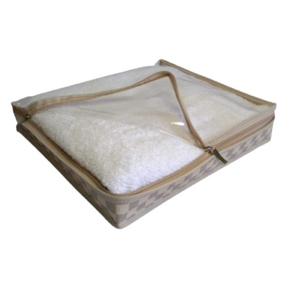 Porta Toalha organizador sintético prático Xadrez Bege PP - 2