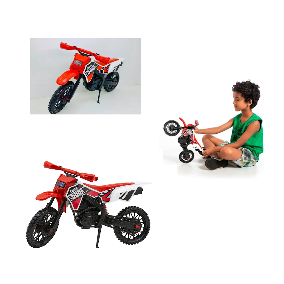 Moto Cross de Brinquedo Grande Mega Realista Trilha Vermelha ...