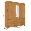 Ver imagem 3 de Guarda Roupa Casal Morretes 3 Portas 9 Gavetas com Espelho Cinamomo - Santos Andirá